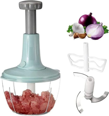 2L Manual Food Chopper | Stainless Steel Bowl & 4 Blades