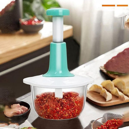 2L Manual Food Chopper | Stainless Steel Bowl & 4 Blades