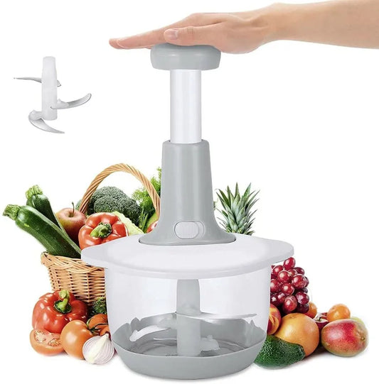 2L Manual Food Chopper | Stainless Steel Bowl & 4 Blades